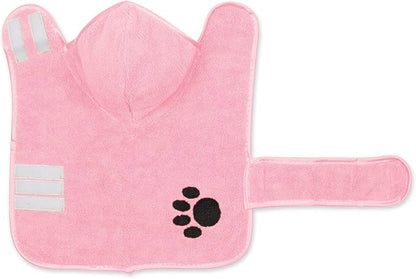 Bone Dry Pet Robe Collection, Embroidered Absorbent Microfiber Bath Robe with Adjustable Closure, for Dogs & Cats, X-Small, Pink