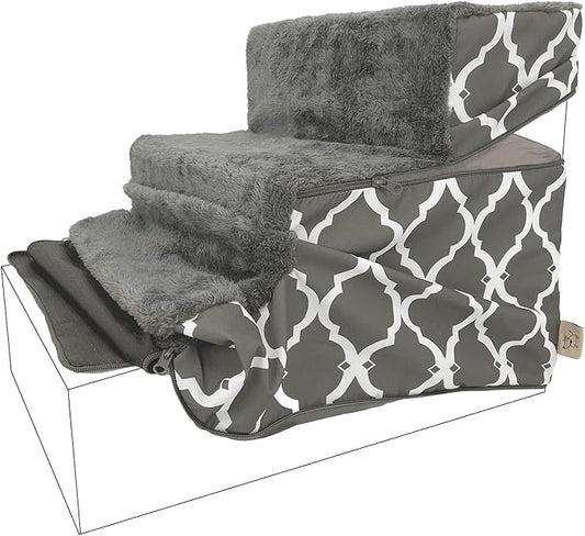 Best Pet Supplies Foldable Pet Stairs Cover for Foam Dog Ramps 3-Step