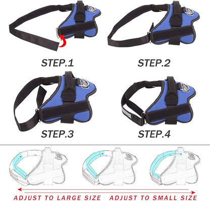 Bolux Dog Harness, No-Pull Reflective Dog Vest, Breathable Adjustable Pet Harness with Handle for Outdoor Walking - No More Pulling, Tugging or Choking (Blue, S)