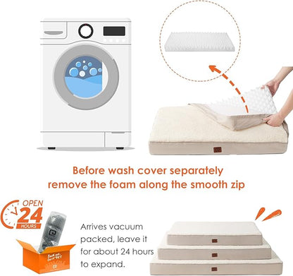 EHEYCIGA Orthopedic Dog Beds for Large Dogs with Removable Washable Cover for Crate 35x23