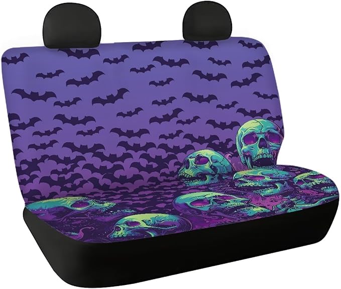 AFPANQZ Halloween Skull Bat Car Seat Cover