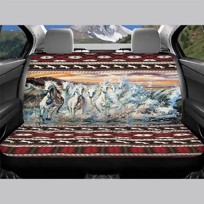 Doojoayie Aztec Horse Rear Seat Cover for Cars