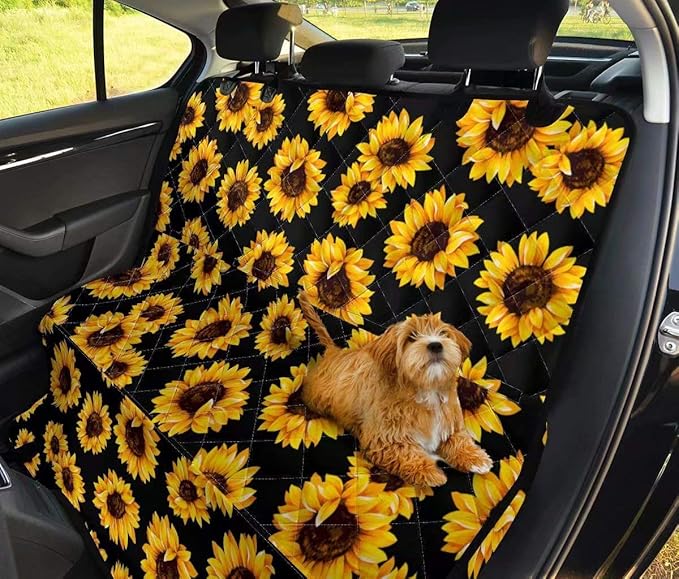 AFPANQZ Sunflower Print Dog Seat Cover for Cars