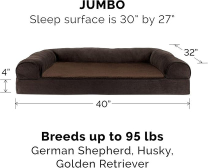 Furhaven Orthopedic Dog Bed for Large Dogs w/ Removable Bolsters & Washable Cover 95 lbs