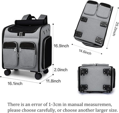 Wheeled Pet Carrier Backpack Breathable Pet Carrier