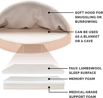 Furhaven 35" Round Memory Foam Dog Bed for Large/Medium Dogs w/ Removable Washable Cover 50 lbs 35-inch