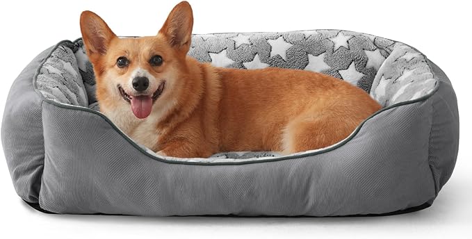 SIWA MARY Dog Bed for Medium Small Size Dogs Plus(25"x21"x8") Gray
