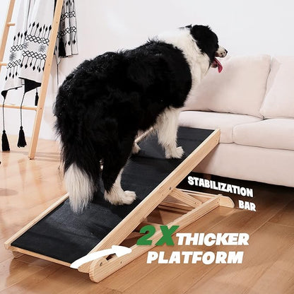 Woohoo Dog Ramp - with Innovative Non-Slip Rubber Mat - for Couch and Bed - 41" Long and Adjustable from 14" to 24" - Great for Pets of All Ages