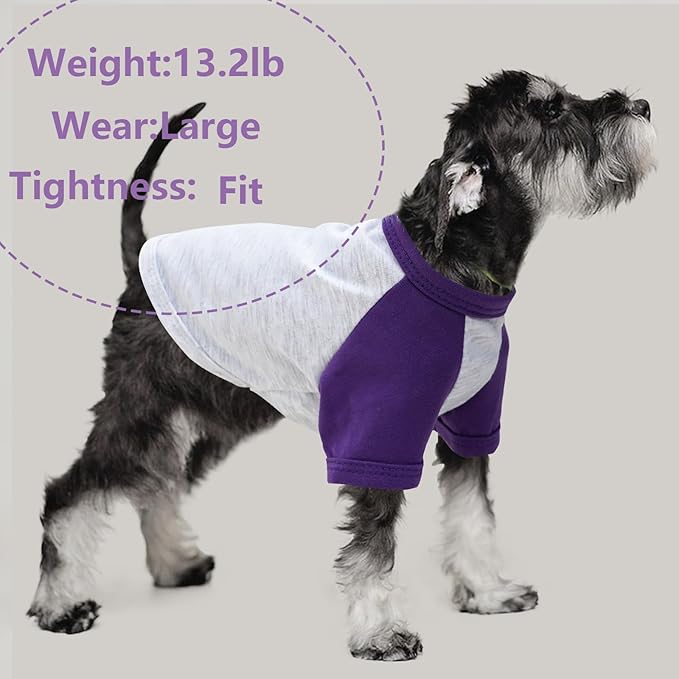 2 Pack Dog Clothes for Small Dogs Summer Dog Shirt Soft Stretchy Puppy Clothes for Medium Dog T-Shirts Lightweight Dogs Pet Cat Vest Clothing (Purple