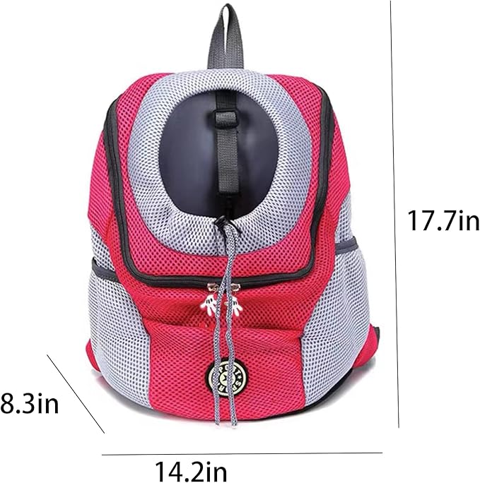 Pet Dog Carrier Backpack,Pet Carrier Front Backpack with Pockets for Hiking Camping, Head Out Breathable Travel Bag for Small Medium Dogs,Cats,Puppies(Medium, Red)