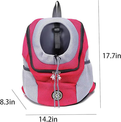 Pet Dog Carrier Backpack,Pet Carrier Front Backpack with Pockets for Hiking Camping, Head Out Breathable Travel Bag for Small Medium Dogs,Cats,Puppies(Medium, Red)