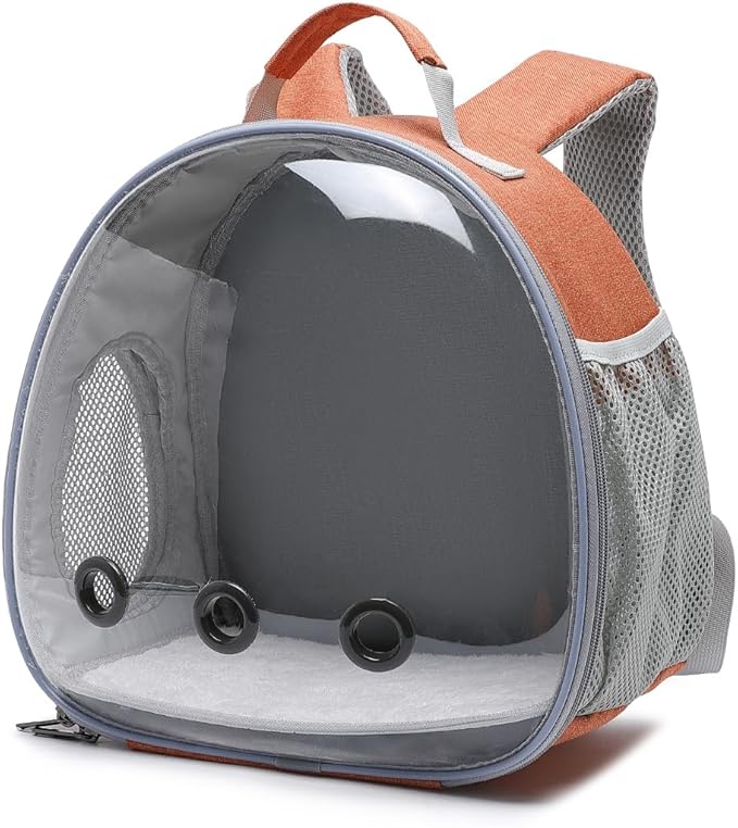 Small Animal Carrier Backpack Space Capsule Bubble Window Carrier Backpack for Lizard Guinea Pig (Orange)