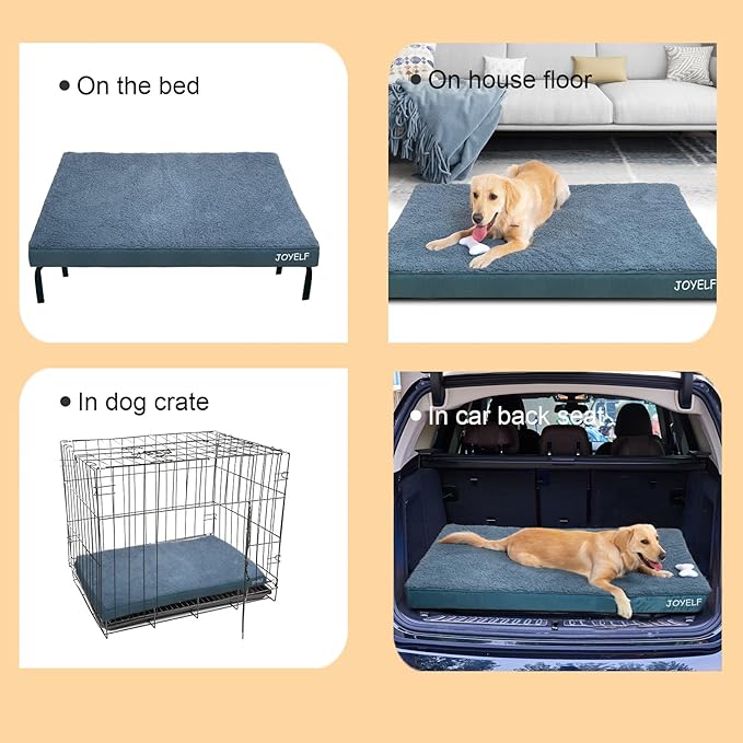 JOYELF XLarge Dog Crate Bed Mats Orthopedic Dog Bed,Egg Crate Foam Dog Mat Waterproof Dog Pad with Washable Removable Cover, a Squeaker Toy as Gift