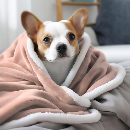 Sherpa Blanket for Bed Sofa Couch Camping Travel, Double-Sided Reversible Pet Hair Resistant Large Dog Blanket, Warm Lightweight Fluffy & Soft Plush (Pink Beige, XL 50x60”)