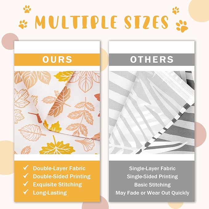 Fall Dog Bandana 2 Pack Thanksgiving Dog Bandana Leaf Pet Scarf Reversible Fall Triangle Bibs Soft Cotton Boy Girl Dog Bandanas for Small, Medium, Large Dogs (Small)