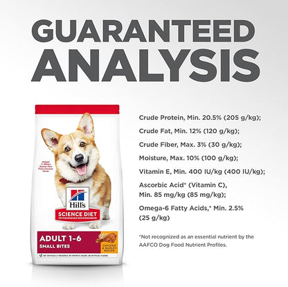 Hill's Science Diet Adult 1-6, Adult 1-6 Premium Nutrition, Small Kibble, Dry Dog Food, Chicken & Barley, 15 lb Bag