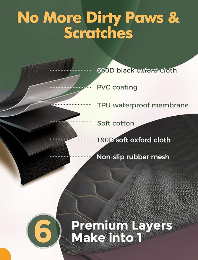 Dog Car Seat Cover for Back Seat 4 in 1 Waterproof Trucks-53'x59, Black