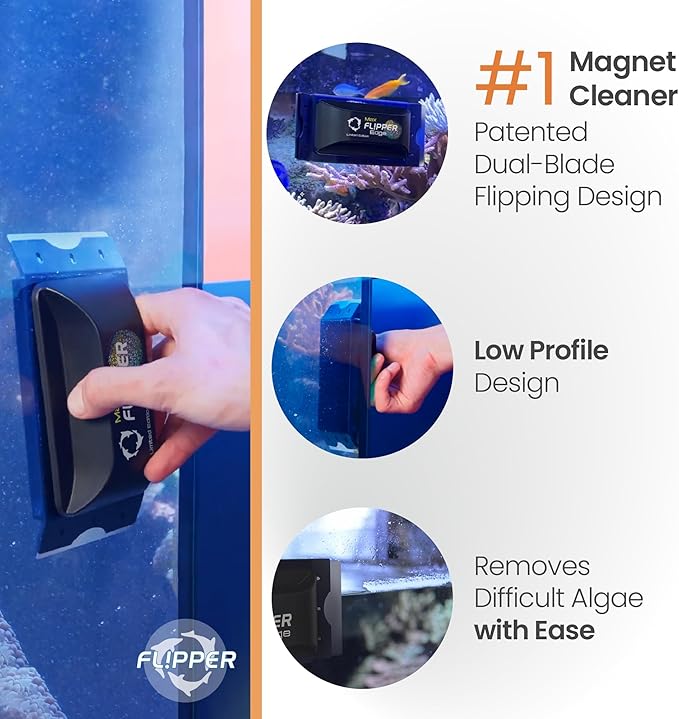 FL!PPER Flipper Edge Max Tang Limited Edition Floating Magnetic Aquarium Cleaner | 2-In-1 Dual Blade Scrubber & Scraper Fish Tank Cleaner Tools for Efficient Cleaning & Acrylic Surface Maintenance