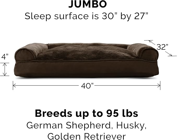 Furhaven Pillow Dog Bed for Large Dogs w/ Removable Bolsters & Washable Cover