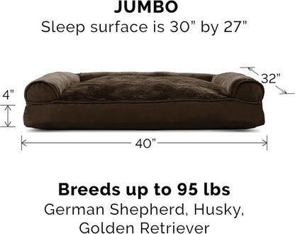 Furhaven Pillow Dog Bed for Large Dogs w/ Removable Bolsters & Washable Cover