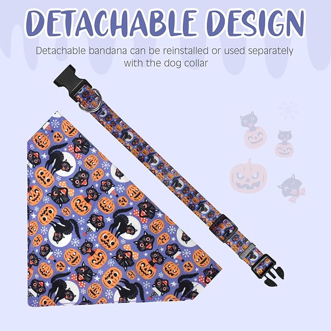 Halloween Dog Collar with Detachable Bandana