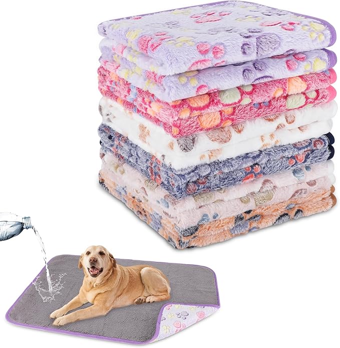 YUEPET Waterproof Dog Blankets, 6 Pack Washable Dog Blankets for Bed Couch Sofa Protector Fleece Flannel Puppy Blanket Soft Plush Reversible Throw Blanket for Medium Large Dogs 40"×30"