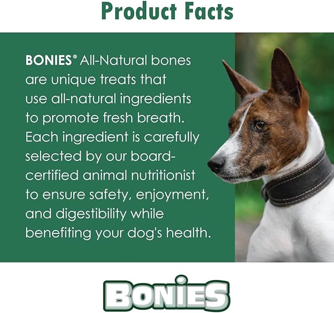 Bonies Natural Calming Formula Medium-Sized Single Bone - Contains Chamomile & Lavender, Help Anxiety, Excessive Barking & Trembling, Chicken Flavor, [Medium Dog], 8 Bones