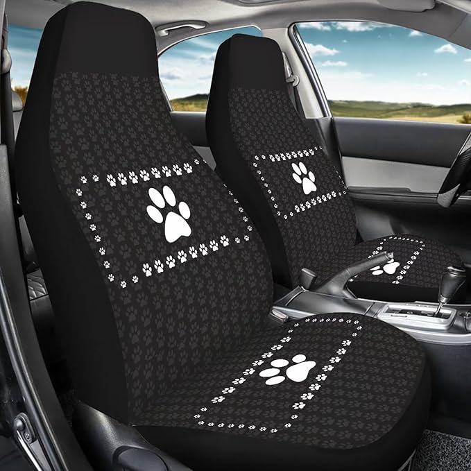 Dog Paws Printed Car Seat Covers Auto Protective Accessories Gift Front Seats Only Full Set of 2