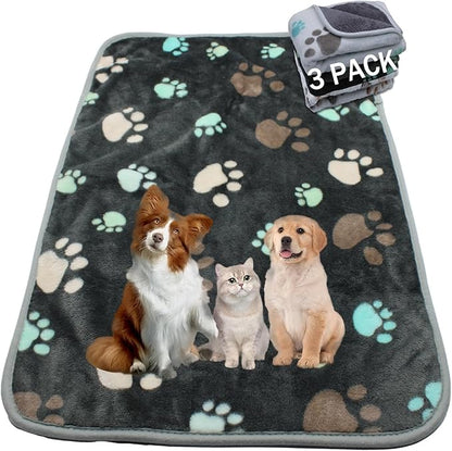 1 Pack 3 Waterproof Dog Blanket for Small Dogs, Washable Pet Blankets with Double -Sided Soft Warm Flannel Fleece Cover, Reusable Puppy Pads for Dog Bed & Couch (S (23X16 inch))