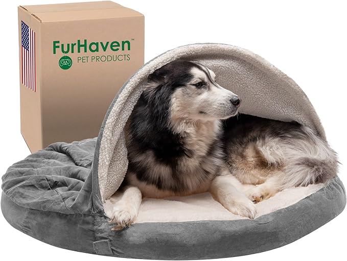 Furhaven 44" Round Memory Foam Dog Bed for Large Dogs w/ Removable Washable Cover 80 lbs 44-inch