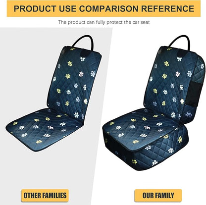 Riakrum Dog Car Seat Cover for Front Durable Colored Paw Prints Waterproof Protector Against Dirt Scratch Proof Non Slip Padded Quilted Front Seat Covers for Dog for Cars