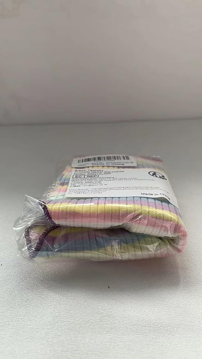 Small Medium Dog Clothes Rainbow Striped Dog Shirts Stretchable Long Sleeve Cat T-Shirt Pet Outfits for Chihuahua Yorkie Teddy (Purple Edge