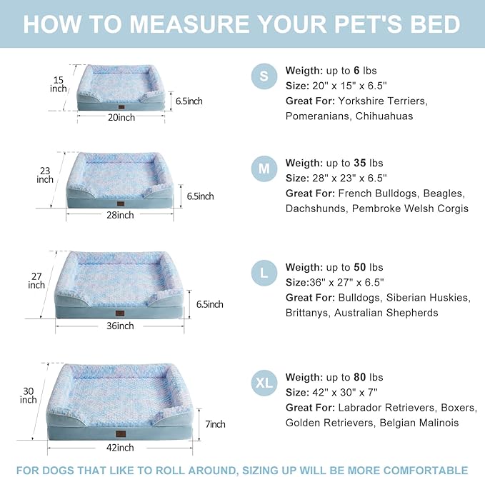 WNPETHOME Waterproof Dog Beds for Medium Dogs, Orthopedic Medium Dog Bed with Sides, Big Dog Couch Bed with Washable Removable Cover, Pet Bed Sofa with Non-Slip Bottom for Sleeping