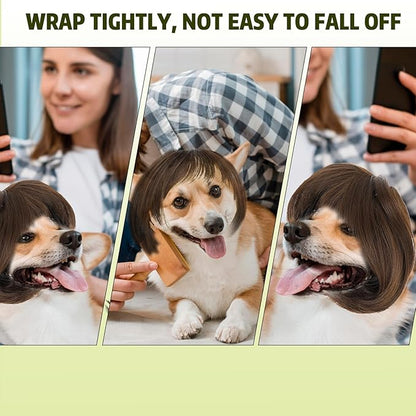 Funny Dog Cat Cosplay Wig Pet Wigs for Small Medium Large Dogs Trimmable Pet Costume Cat Cosplay Decoration for Halloween Christmas Parties Festivals