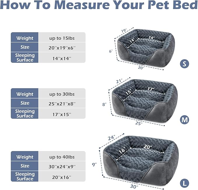 INVENHO Medium Dog Bed for Large Medium Small Dogs M(25"x21"x8")
