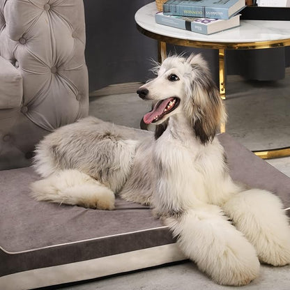 Laifug Orthopedic Memory Foam Extra Large Dog Bed with Pillow and Durable Water Proof Liner & Removable Washable Cover & Smart Design (Large (46"x28"x8")