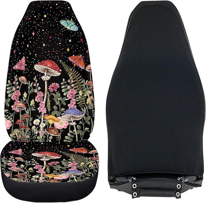 Mushroom Print Car Seat Covers for Front Seat Only Washable and Breathable Bucket Seat Covers for Women Men for Most Car Interior Covers Sedan Truck SUV Van