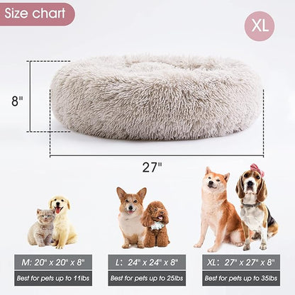 WESTERN HOME WH Calming Dog & Cat Bed, Anti-Anxiety Donut Cuddler Warming Cozy Soft Round Bed, Fluffy Faux Fur Plush Cushion Bed for Small Medium Dogs and Cats