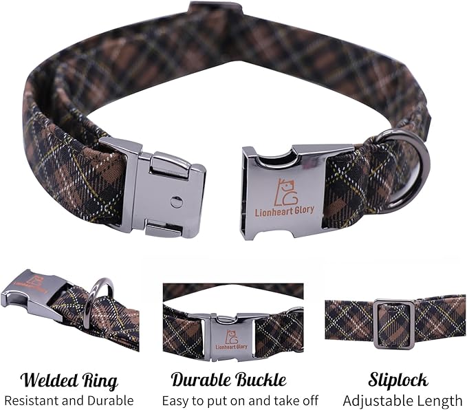 Lionheart glory Premium Plaid Dog Collars Fall Dog