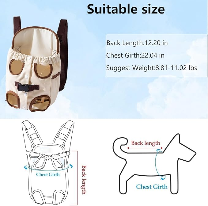 Cat Backpack Carrier,Adjustable Pet Front Cat Dog Carrier Backpack Travel Bag, Legs Out Easy-Fit Dog Travel Backpack Carrier for Hiking Camping Cyclings for 8-11lbs Small Medium Dogs Cats Rabbit﻿