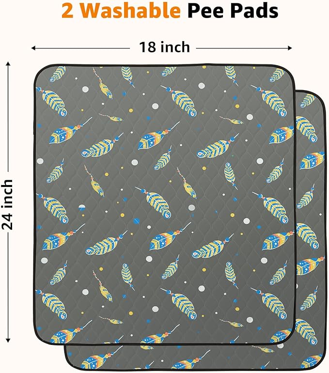 Washable Pee Pads for Dogs: 2 Pack Reusable Pee Pads for Dogs Floor,Playpen,Crate,Couch,18x24 Inch