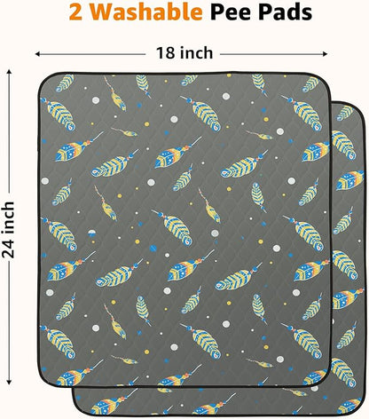 Washable Pee Pads for Dogs: 2 Pack Reusable Pee Pads for Dogs Floor,Playpen,Crate,Couch,18x24 Inch