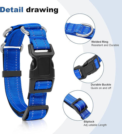 Reflective Martingale Dog Collars. Dog Collar with Quick