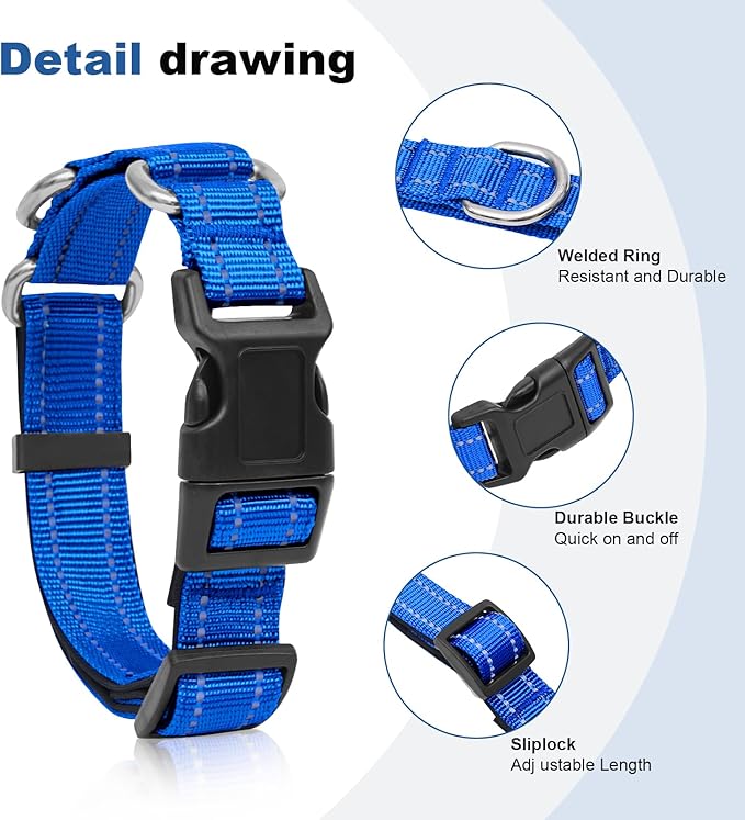 Reflective Martingale Dog Collars. Dog Collar with Quick