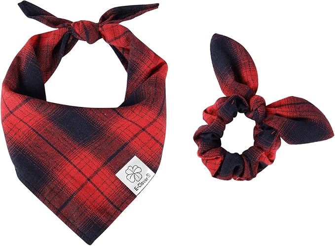 E-Clover Dog Bandanas Girl & Matching Scrunchie Set