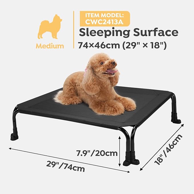 Veehoo Elevated Dog Bed 29" x 18", Black