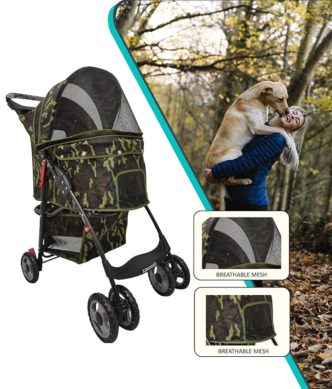 AmorosO 4 Wheels Pet Convenient Stroller