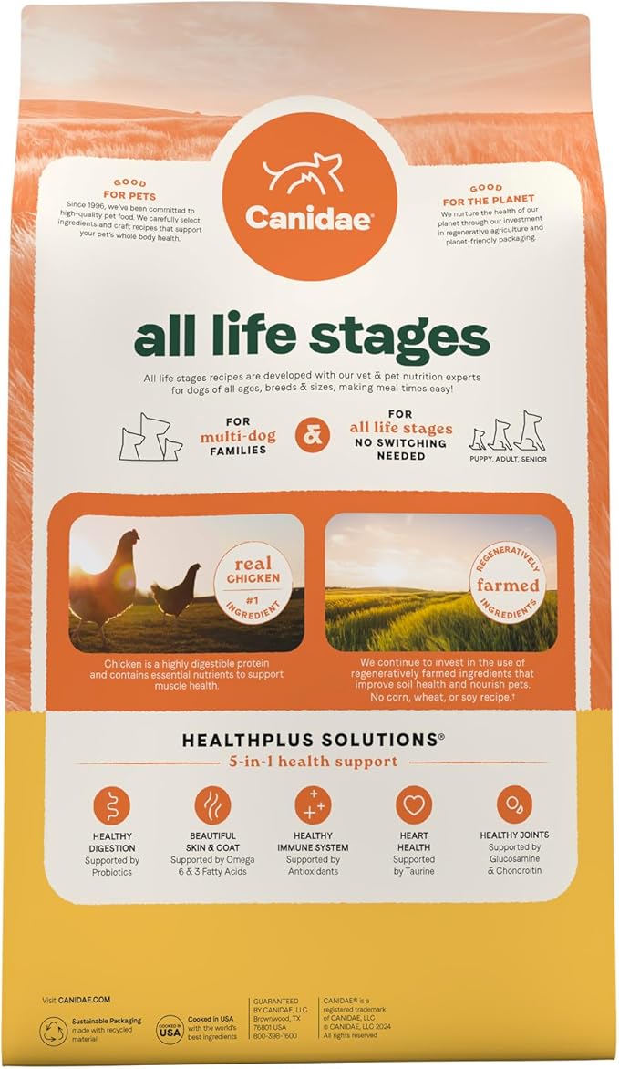 Canidae All Life Stages Real Chicken & Ancient Grains Recipe – High Protein Premium Dry Dog Food for All Ages, Breeds, and Sizes– 40 lbs.