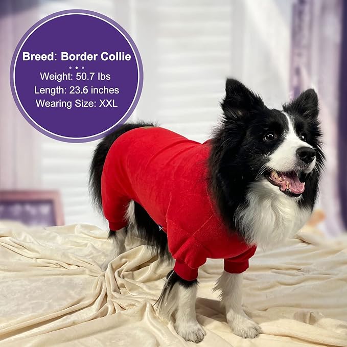 cyeollo Warm Dog Pajamas Winter Coats Fleece Dog Pjs Stretchy Turtleneck Thermal Dog Clothes Medium Dog Pajamas for Cold Weather 2XL