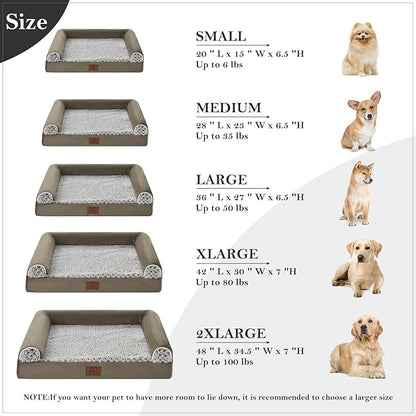 WNPETHOME Dog Beds for Large Dogs, Orthopedic Sofa Dog Bed Mat Pillow with Removable Waterproof Cover, Egg-Foam Dog Crate Bed for Medium Large Dogs